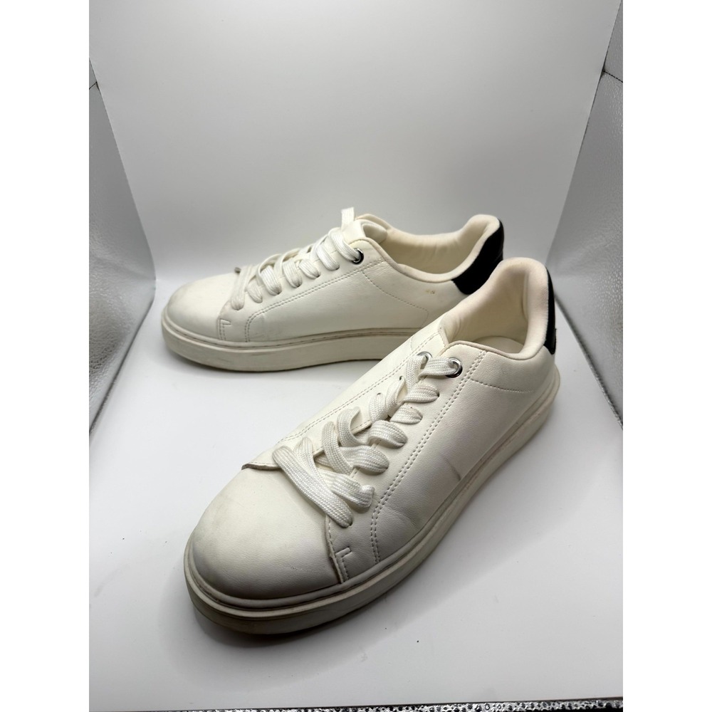 A New Day Womens 11 Sneaker Cloud White Leather Low Top‎ Lace Up Comfort Shoes